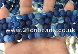 CAA1506 15.5 inches 8mm round matte banded agate beads wholesale