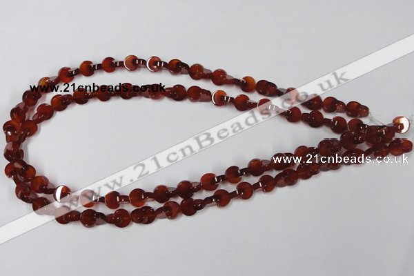 CAA151 15.5 inches 8*8mm curved moon red agate gemstone beads