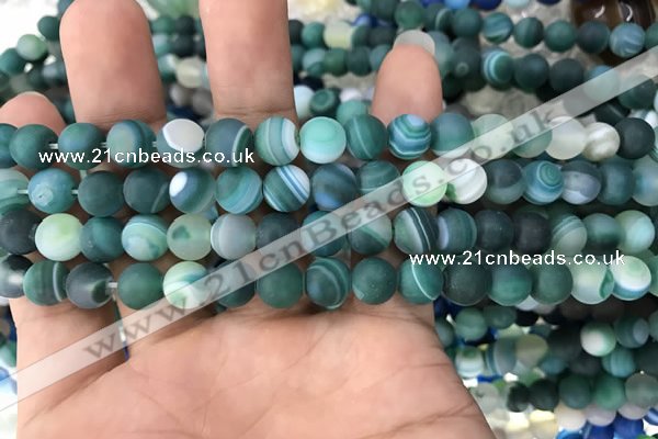 CAA1510 15.5 inches 6mm round matte banded agate beads wholesale