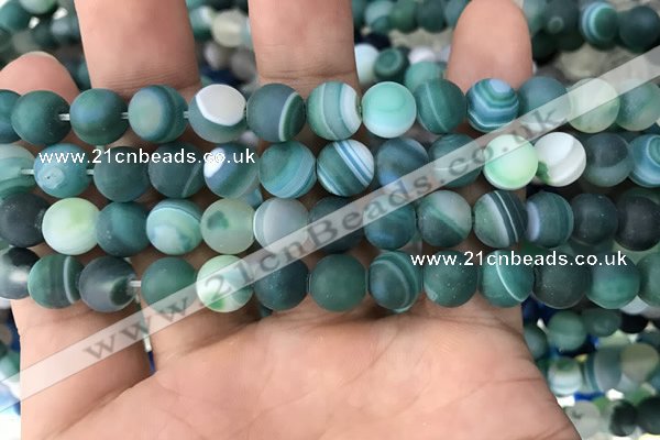 CAA1512 15.5 inches 10mm round matte banded agate beads wholesale