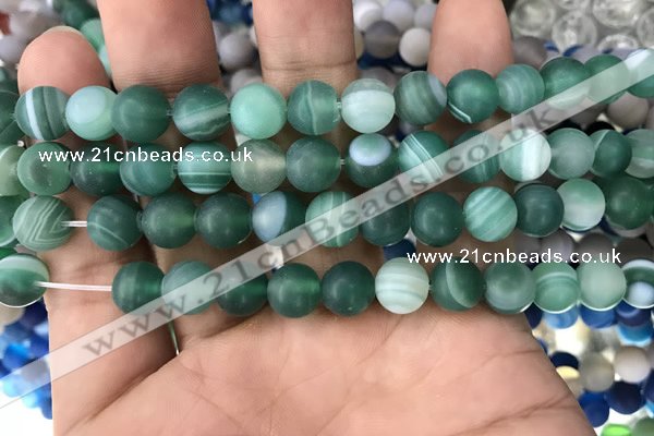 CAA1517 15.5 inches 10mm round matte banded agate beads wholesale