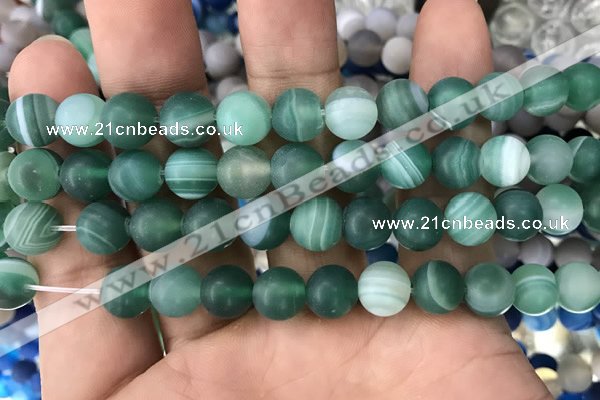 CAA1518 15.5 inches 12mm round matte banded agate beads wholesale