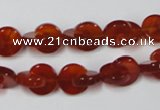 CAA152 15.5 inches 10*10mm curved moon red agate gemstone beads