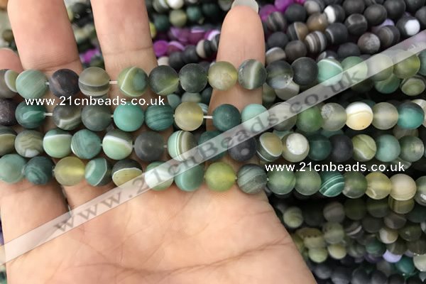 CAA1520 15.5 inches 6mm round matte banded agate beads wholesale