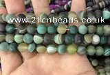 CAA1522 15.5 inches 10mm round matte banded agate beads wholesale