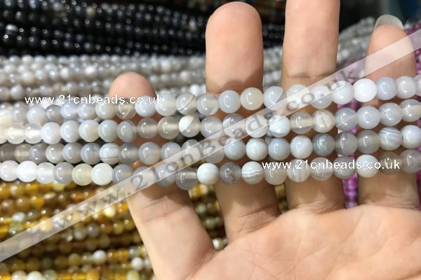 CAA1530 15.5 inches 4mm round banded agate beads wholesale