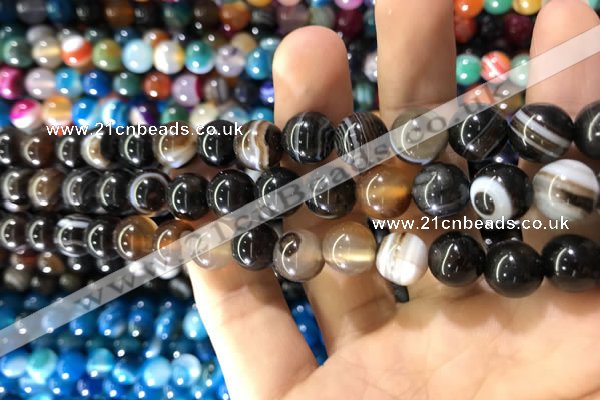 CAA1539 15.5 inches 10mm round banded agate beads wholesale