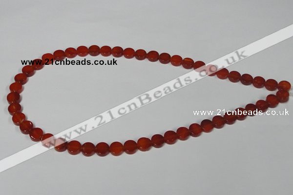 CAA154 15.5 inches 8mm coin red agate gemstone beads