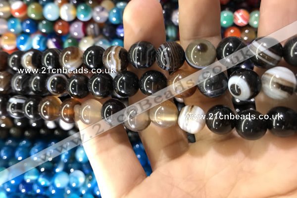 CAA1540 15.5 inches 12mm round banded agate beads wholesale