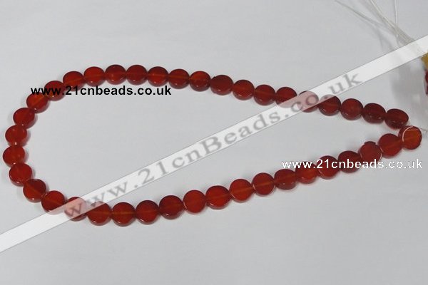 CAA155 15.5 inches 10mm coin red agate gemstone beads