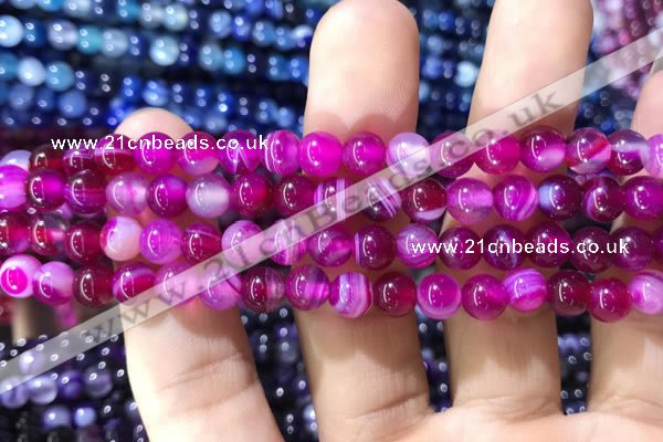 CAA1561 15.5 inches 6mm round banded agate beads wholesale