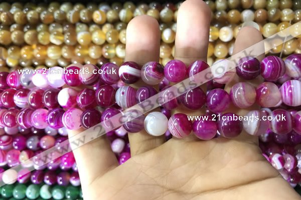 CAA1562 15.5 inches 8mm round banded agate beads wholesale