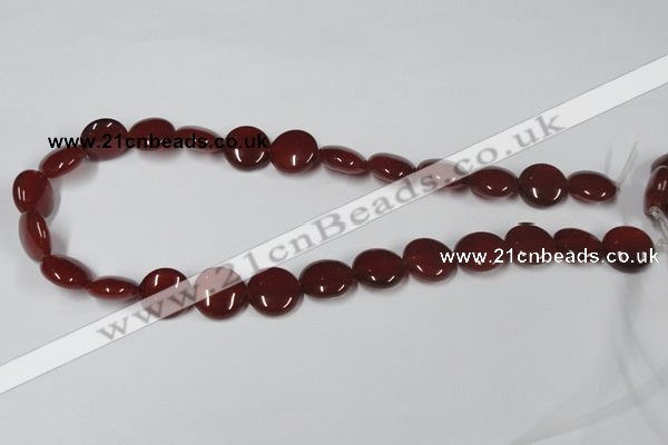 CAA157 15.5 inches 15mm flat round red agate gemstone beads