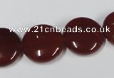 CAA158 15.5 inches 18mm flat round red agate gemstone beads