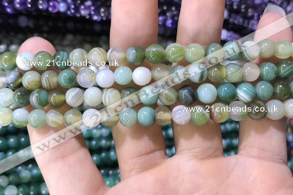 CAA1585 15.5 inches 6mm round banded agate beads wholesale
