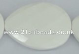 CAA16 15.5 inches 40*50mm faceted flat teardrop white agate beads