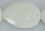 CAA16 15.5 inches 40*50mm faceted flat teardrop white agate beads