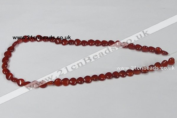 CAA162 15.5 inches 8*8mm heart red agate gemstone beads