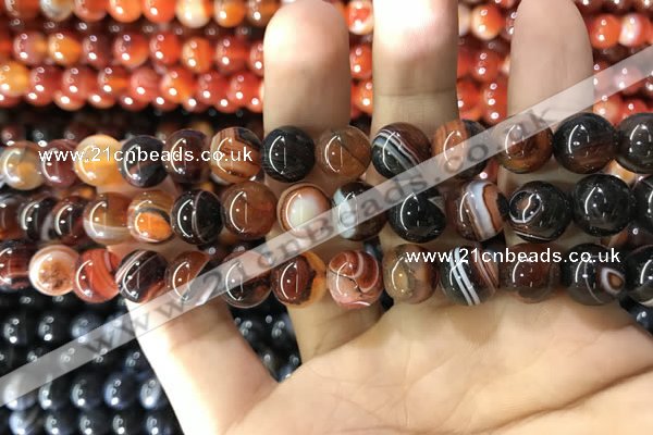 CAA1623 15.5 inches 10mm round banded agate beads wholesale