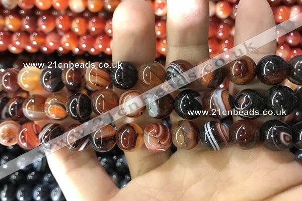 CAA1624 15.5 inches 12mm round banded agate beads wholesale