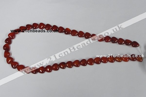 CAA163 15.5 inches 10*10mm heart red agate gemstone beads