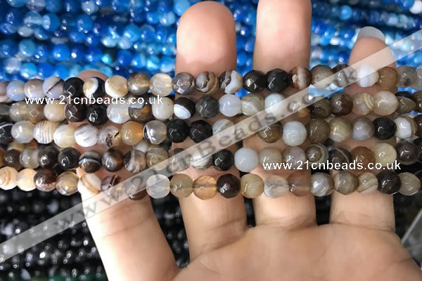 CAA1635 15.5 inches 6mm faceted round banded agate beads