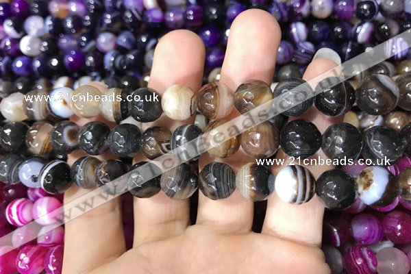 CAA1637 15.5 inches 10mm faceted round banded agate beads