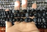 CAA1642 15.5 inches 10mm faceted round banded agate beads