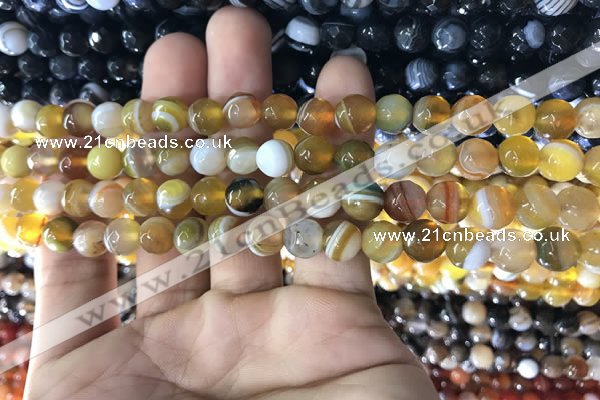 CAA1645 15.5 inches 6mm faceted round banded agate beads