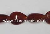 CAA165 15.5 inches 13*18mm flat teardrop red agate gemstone beads