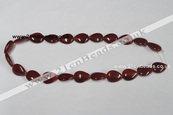 CAA165 15.5 inches 13*18mm flat teardrop red agate gemstone beads