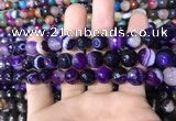 CAA1652 15.5 inches 10mm faceted round banded agate beads