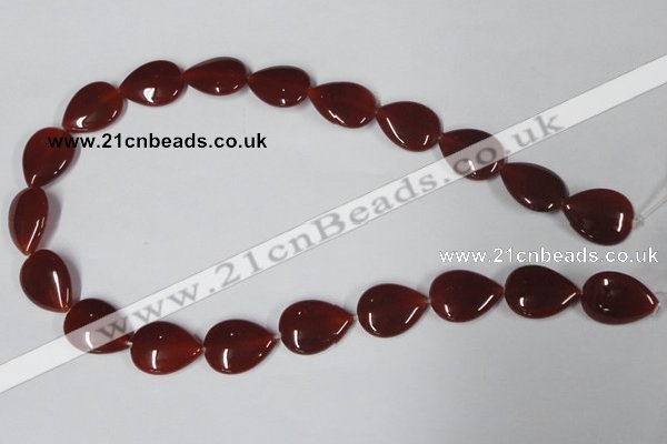 CAA166 15.5 inches 15*20mm flat teardrop red agate gemstone beads