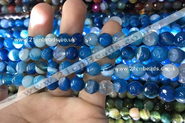 CAA1666 15.5 inches 8mm faceted round banded agate beads