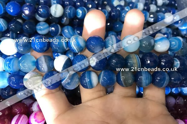 CAA1668 15.5 inches 12mm faceted round banded agate beads