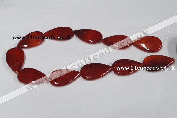 CAA167 15.5 inches 22*36mm flat teardrop red agate gemstone beads