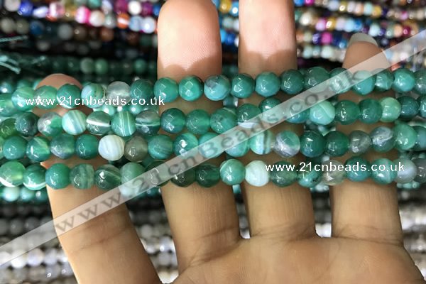 CAA1675 15.5 inches 6mm faceted round banded agate beads