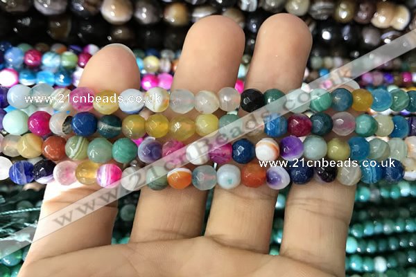 CAA1680 15.5 inches 6mm faceted round banded agate beads
