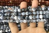 CAA1702 15 inches 8mm faceted round fire crackle agate beads