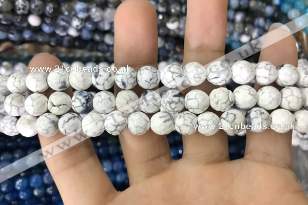 CAA1703 15 inches 8mm faceted round fire crackle agate beads