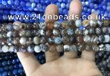 CAA1704 15 inches 8mm faceted round fire crackle agate beads