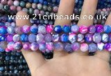 CAA1709 15 inches 8mm faceted round fire crackle agate beads