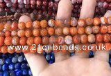CAA1711 15 inches 8mm faceted round fire crackle agate beads