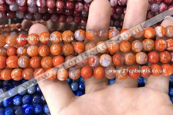 CAA1711 15 inches 8mm faceted round fire crackle agate beads