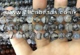 CAA1725 15 inches 10mm faceted round fire crackle agate beads