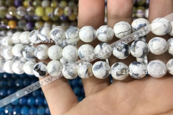 CAA1727 15 inches 10mm faceted round fire crackle agate beads