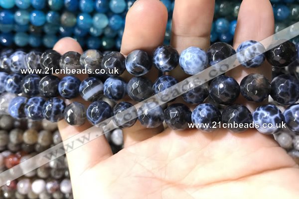 CAA1728 15 inches 10mm faceted round fire crackle agate beads