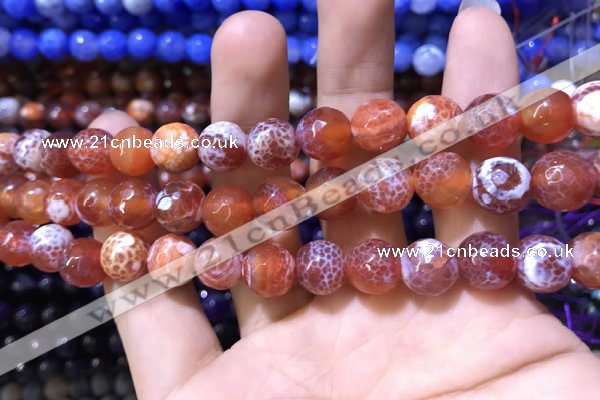 CAA1733 15 inches 10mm faceted round fire crackle agate beads