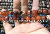 CAA1734 15 inches 10mm faceted round fire crackle agate beads