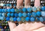 CAA1736 15 inches 10mm faceted round fire crackle agate beads